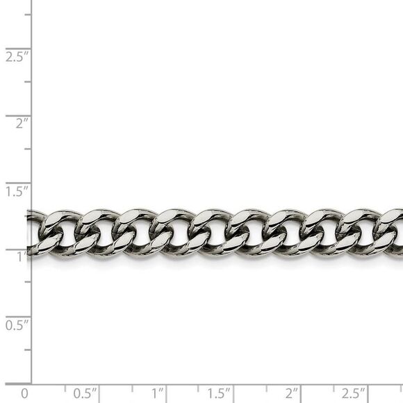 Men's 9.5mm Stainless Steel Heavy Flat Curb Chain Necklace, 24 Inch - Picture 2 of 5